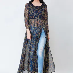 Cation Navy Floral Print Top image 5