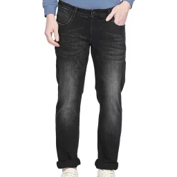 Basics Black Low Rise Heavily Washed Jeans image 1