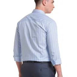 Park Avenue Blue Slim Fit Striped Shirt image 2
