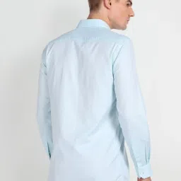 Arrow Blue Cotton Regular Fit Self Pattern Shirt image 2