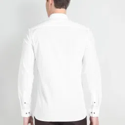 arrow new york Arrow Newyork White Cotton Slim Fit Striped Shirt image 2