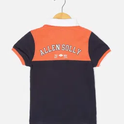 Allen Solly Junior Navy & Orange Cotton Printed Polo T-Shirt image 2