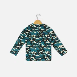 Allen Solly Junior Boys Teal Blue Printed Full Sleeves T-Shirt image 2
