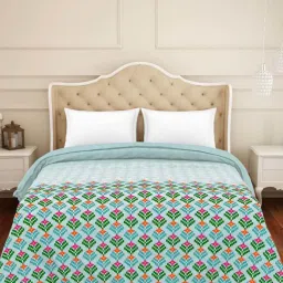 Spaces Teal Cotton 210 TC Atrium Plus Double Bed Quilt Rajais image 2