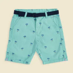 Pantaloons Junior Kids Aqua Blue Cotton Printed Shorts image 2