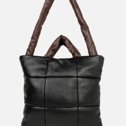 HauteSauce Black Quilted Medium Tote Bag image 2