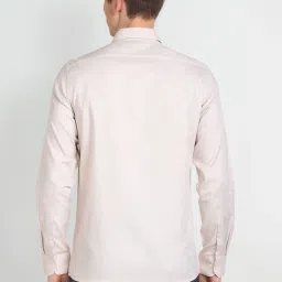 Arrow Beige Cotton Slim Fit Texture Shirt image 2