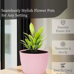 Kuber Industries 2Pc Pink & Blue Durable Plastic Planters image 2