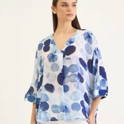 Elle Blue Printed Relaxed Fit Top-image-40