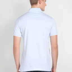 Arrow Blue Cotton Regular Fit Striped Polo T-Shirt image 2