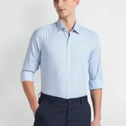 Arrow Blue Cotton Slim Fit Checks Shirt-picture-33