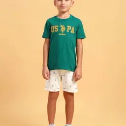 U.S. Polo Assn. Boys Green Cotton Printed T-shirts-image-62