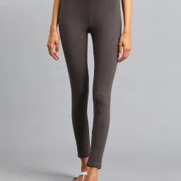 W Grey Cotton Mid Rise Leggings image 1