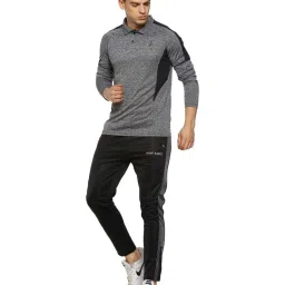 Campus Sutra Grey Regular Fit Self Pattern Polo T-Shirt image 5