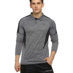 Campus Sutra Grey Regular Fit Self Pattern Polo T-Shirt image 1