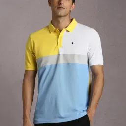 Louis Philippe Yellow Slim Fit Colorblock Polo T-Shirt-image-33