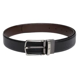 Cantabil Black & Brown Textured Formal Leather Belt for Men image 1
