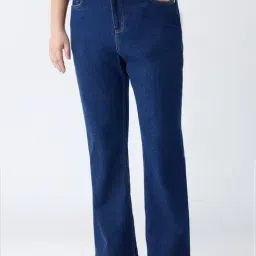 Gia by Westside Dark Blue Straight-Fit High-Rise Jeans-image-92