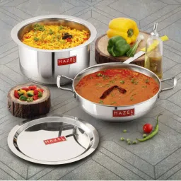 HAZEL Stainless Steel Silver Induction Base Cookware Set of 4 Pieces image 2