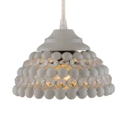 Homesake White Half Globe Crystal Hanging Lamp - Set of 1 image 2