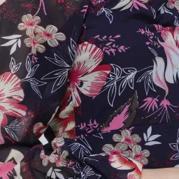 Cation Navy Floral Print A-Line Dress image 5