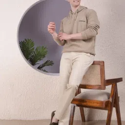 Crimsoune Club Beige Polyester Regular Fit Graphic Hooded Sweatshirt image 5