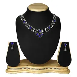 Joy of Jewels Silver-Plated Brass American Diamond Necklace & Earrings image 4