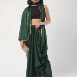 Saree Mall Green Embellished Saree With Unstitched Blouse-image-25