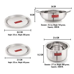HAZEL Stainless Steel Silver Induction Base Cookware Set of 4 Pieces image 5