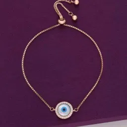 Kai Jewel Sterling Silver Rose Gold Zircon Studded Evil Eye Bracelet-picture-27