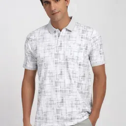 Peter England White Cotton Regular Fit Printed Polo T-Shirt-picture-33