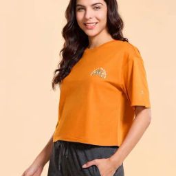 Enamor Mustard Cotton Printed T-Shirt-picture-27