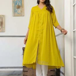 Janasya Yellow Solid Kurtas-picture-10