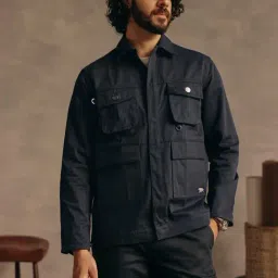 Andamen Escape Navy Regular Fit Solid Jacket-image-22