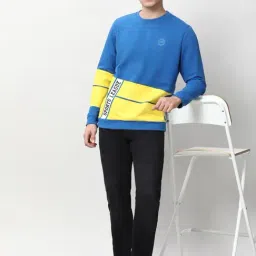 Peter England Blue Cotton Slim Fit Sweatshirt image 5