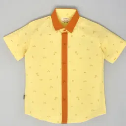 YOUMAA Boys Yellow Cotton Graphic Shirt-picture-28