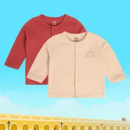 MINIKLUB Kids Red & Beige Solid Full Sleeves Shirt (Pack Of 2)-picture-13