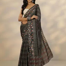 Libas Green Woven Design Saree With Unstitched Blouse-picture-15