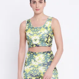 Clovia Green Printed Sports Bra image 1
