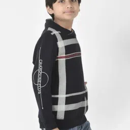 Crimsoune Club Kids Navy Chequered Full Sleeves Sweatshirt image 4