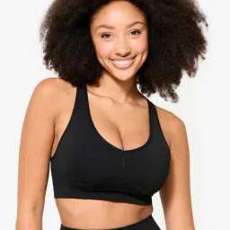 Domyos By Decathlon Black Regular Fit Sports Bra-image-26