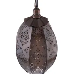 Homesake Copper Hanging Oval Moroccan Lamp - Set of 1 image 3