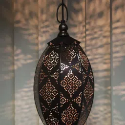 Homesake Copper Hanging Oval Moroccan Lamp - Set of 1 image 1