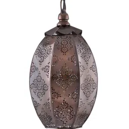 Homesake Copper Hanging Oval Moroccan Lamp - Set of 1 image 2