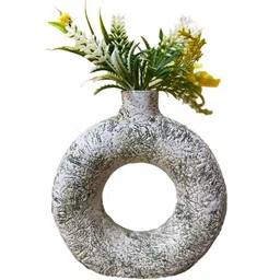 Manifested Decor White Ceramic Stripes Donut Vase-image-85