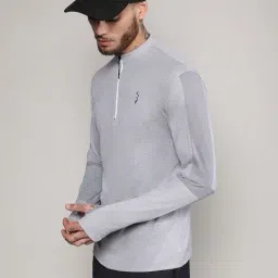 Campus Sutra Grey Regular Fit Texture Henley T-Shirt image 3