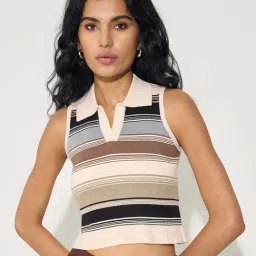 Honey By Pantaloons Multicolor Slim Fit Striped Polo Top-image-69