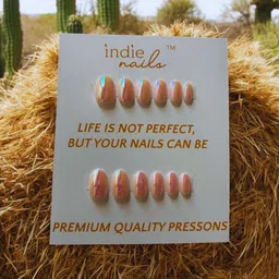 Indie Nails Set Of 12 Short Oval Shaped Glossy Finish Reusable Press-On Nails Kit-image-64