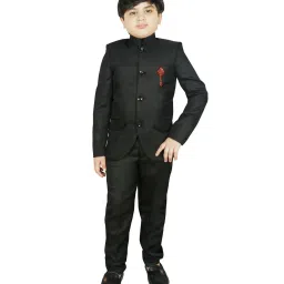SG Yuvraj Kids Black Solid Coat, Shirt with Pants image 1