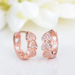Zavya Heartfelt Radiance Rose Gold Plated 925 Sterling Silver Heart Earrings-image-55